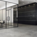 Contemporary coworking office interior with copy space on walls. Mock up, 3D Rendering